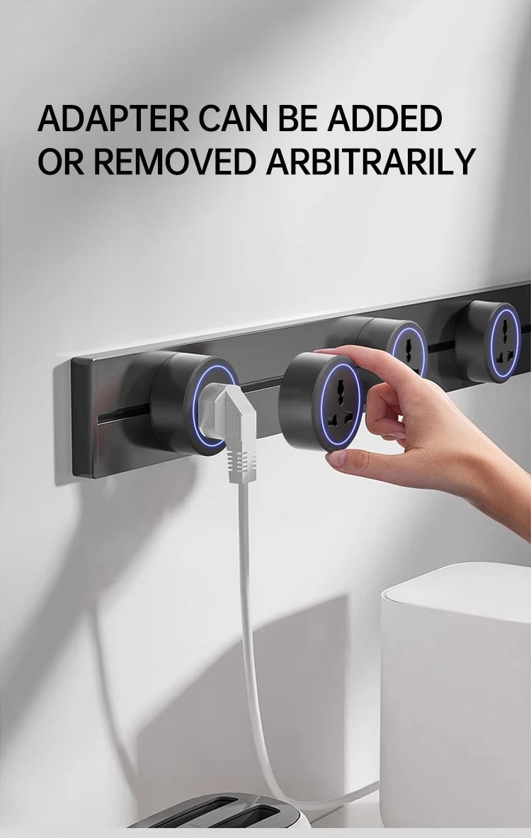Rail Socket US UN/USB Type-C Wall Power