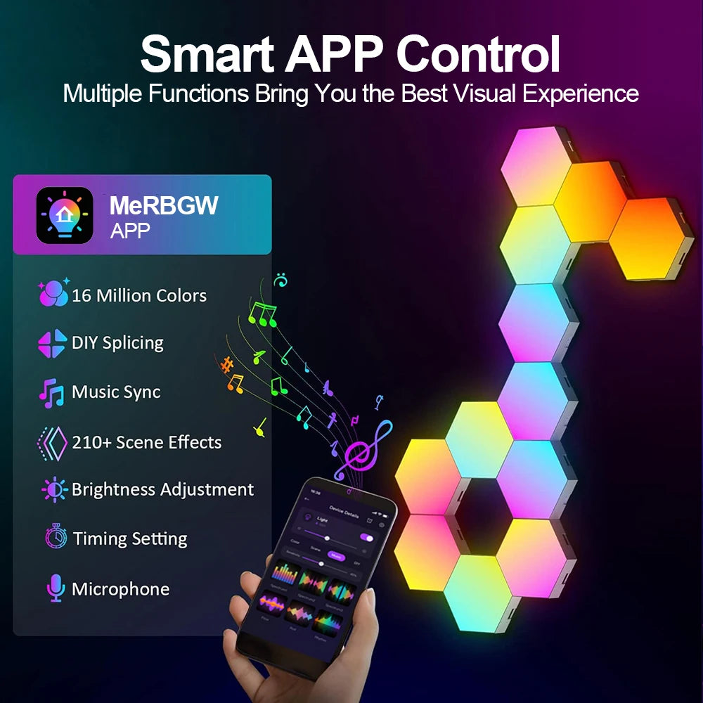 RGB Smart Hexagonal Wall Lamp Color