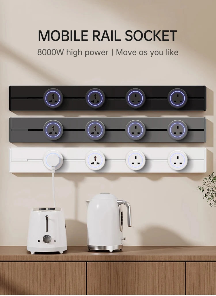 Rail Socket US UN/USB Type-C Wall Power