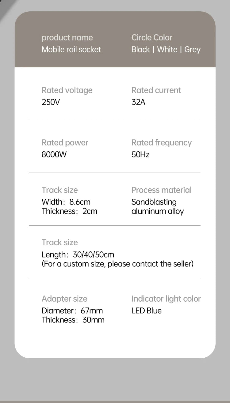 Rail Socket US UN/USB Type-C Wall Power