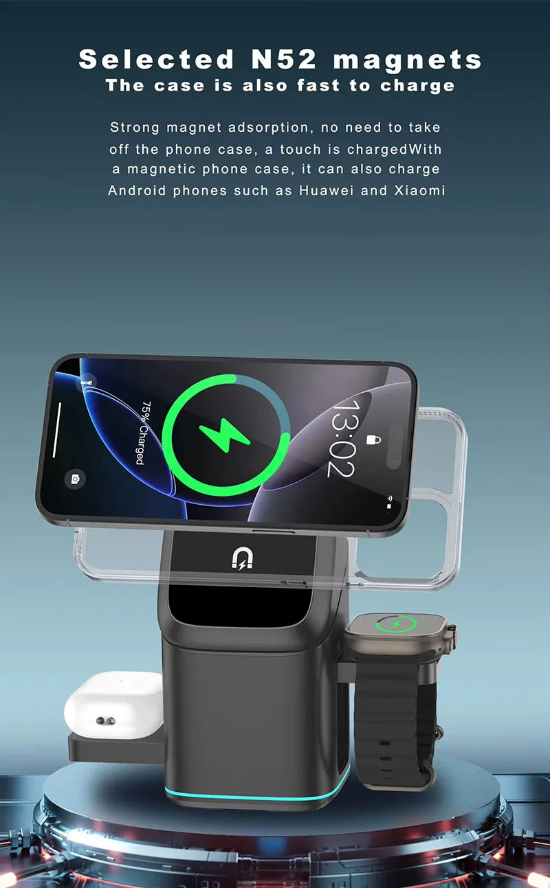 Qi2 15W 3 in 1 Magnetic Wireless Charger