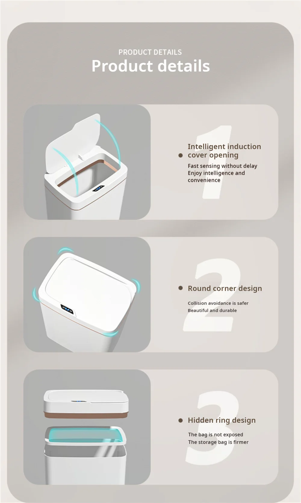 Smart Bathroom Trash Can Automatic