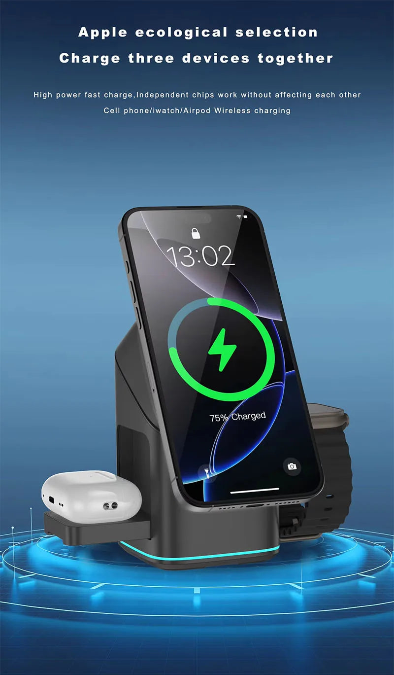 Qi2 15W 3 in 1 Magnetic Wireless Charger