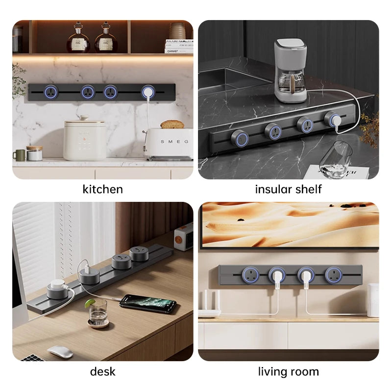 Rail Socket US UN/USB Type-C Wall Power
